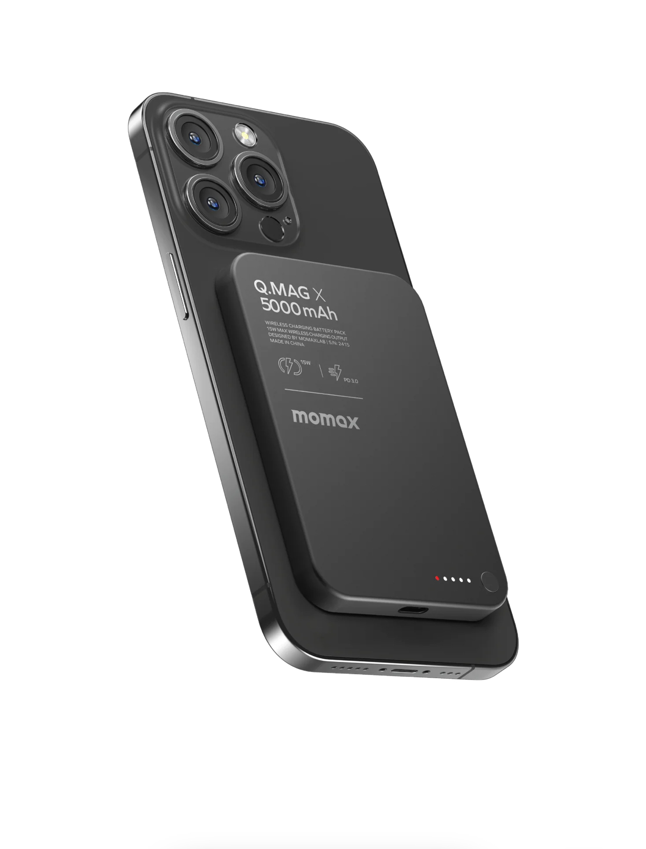 MOMAX Q.MAG X 5000 мАч на магните на задней панели смартфона