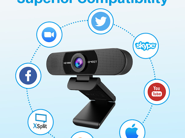 EMEET C960 1080P — совместимость с Zoom, Skype, Teams, YouTube, Facebook, macOS