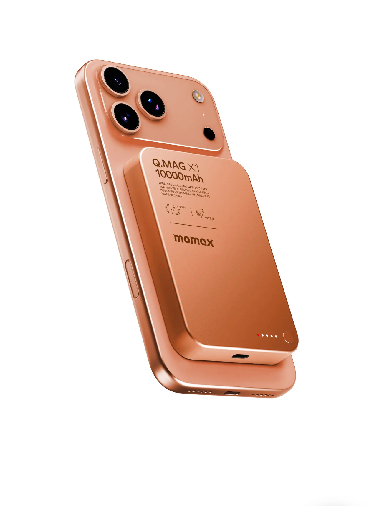 Оранжевый MOMAX Q.MAG X1 на магните MagSafe у смартфона