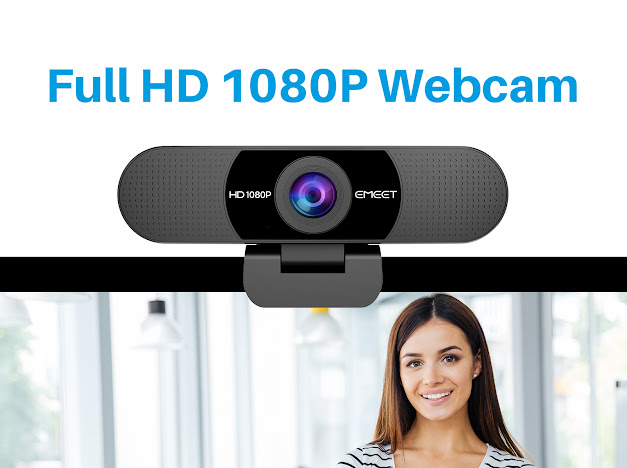 EMEET C960 1080P — камера Full HD 1080P крупным планом на мониторе