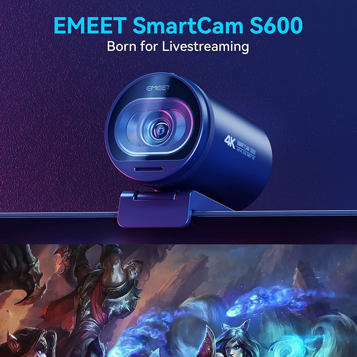 Веб-камера EMEET SmartCam серии S600 — вид сбоку с креплением на монитор