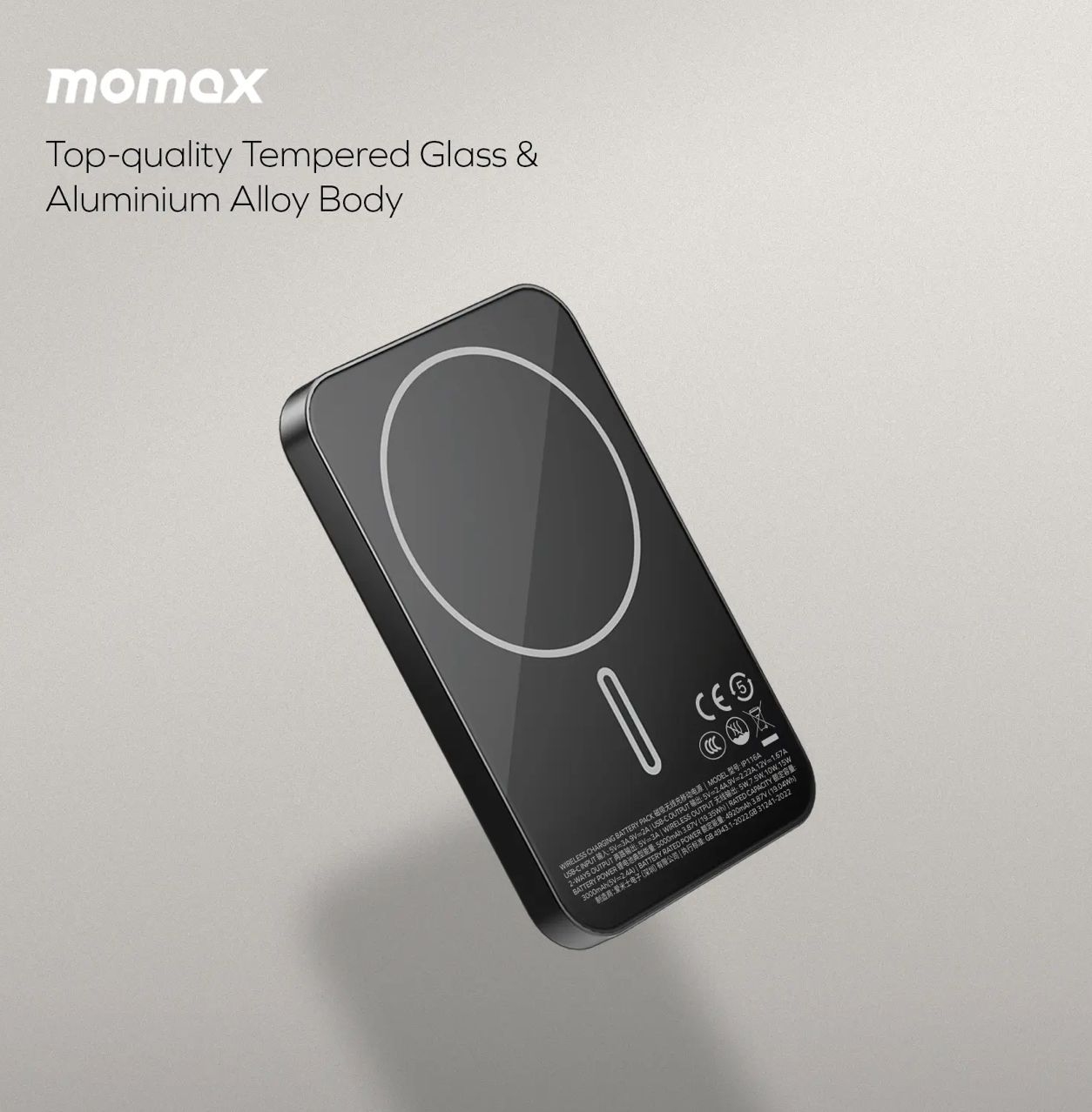 Корпус MOMAX Q.MAG X из закалённого стекла и алюминиевого сплава