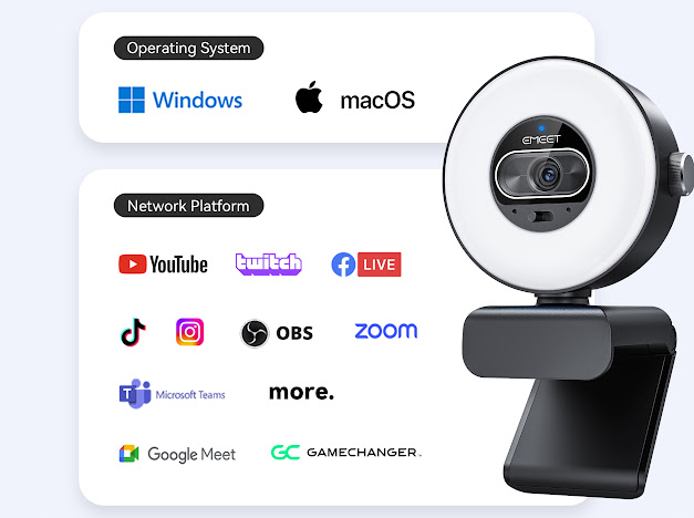 Совместимость EMEET S600L: Windows, macOS, YouTube, Twitch, Zoom, OBS, Teams, Google Meet