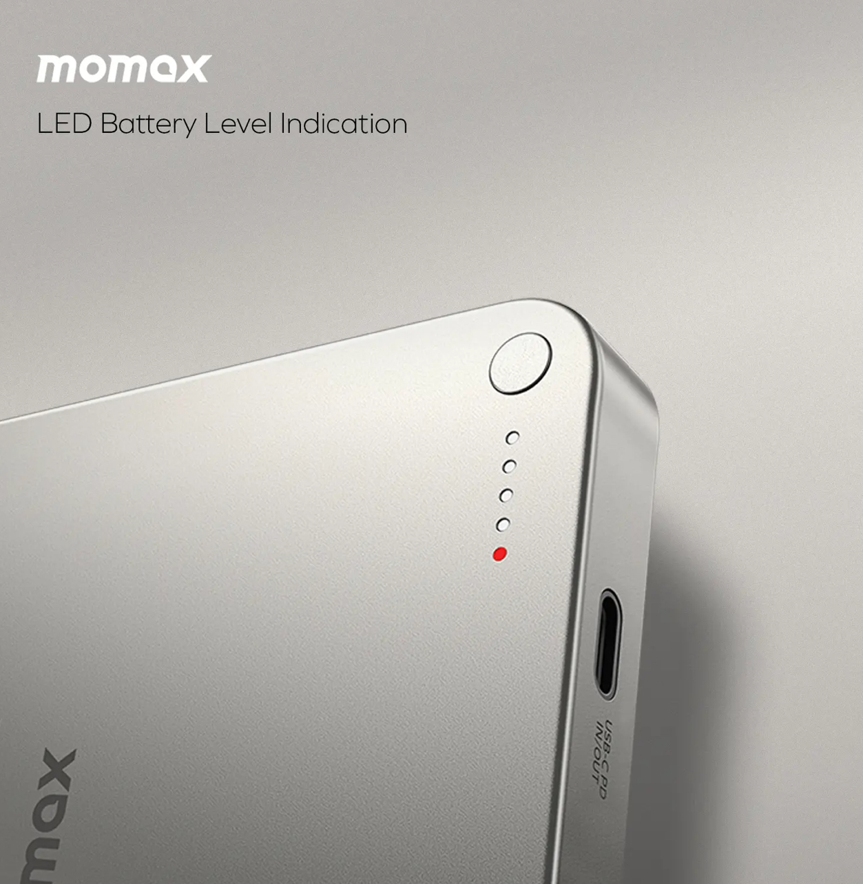 LED-индикатор уровня заряда и порт USB-C PD на MOMAX Q.Mag X1 Gen 2