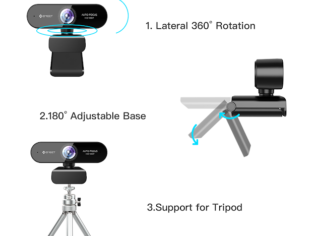 EMEET SmartCam Nova E3109 — поворот 360°, основание 180°, установка на штатив